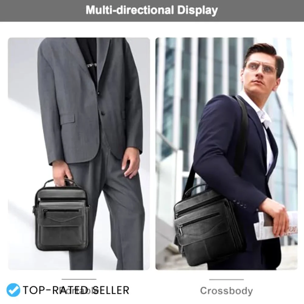 Genuine Leather Messenger Bag Crossbody Satchel Travel Shoulder Bag